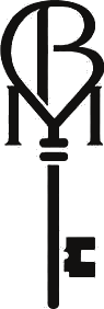 The Baby Mama Society mark: a cream monogram key